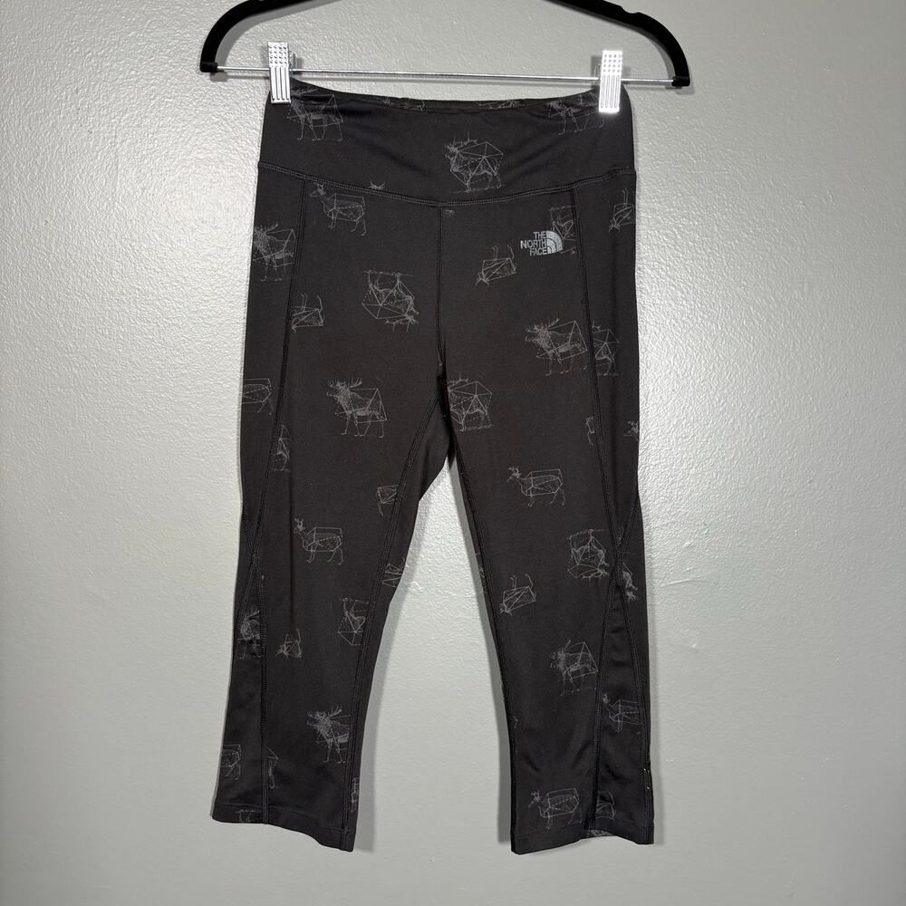 The North Face Women's Black Animal Print Pulse Capri Flashdry Leggings - Small